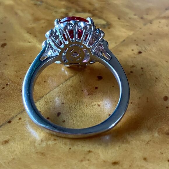 Lab Created Red Sapphire Sterling Silver Cocktail Ring - Picture 5 of 9